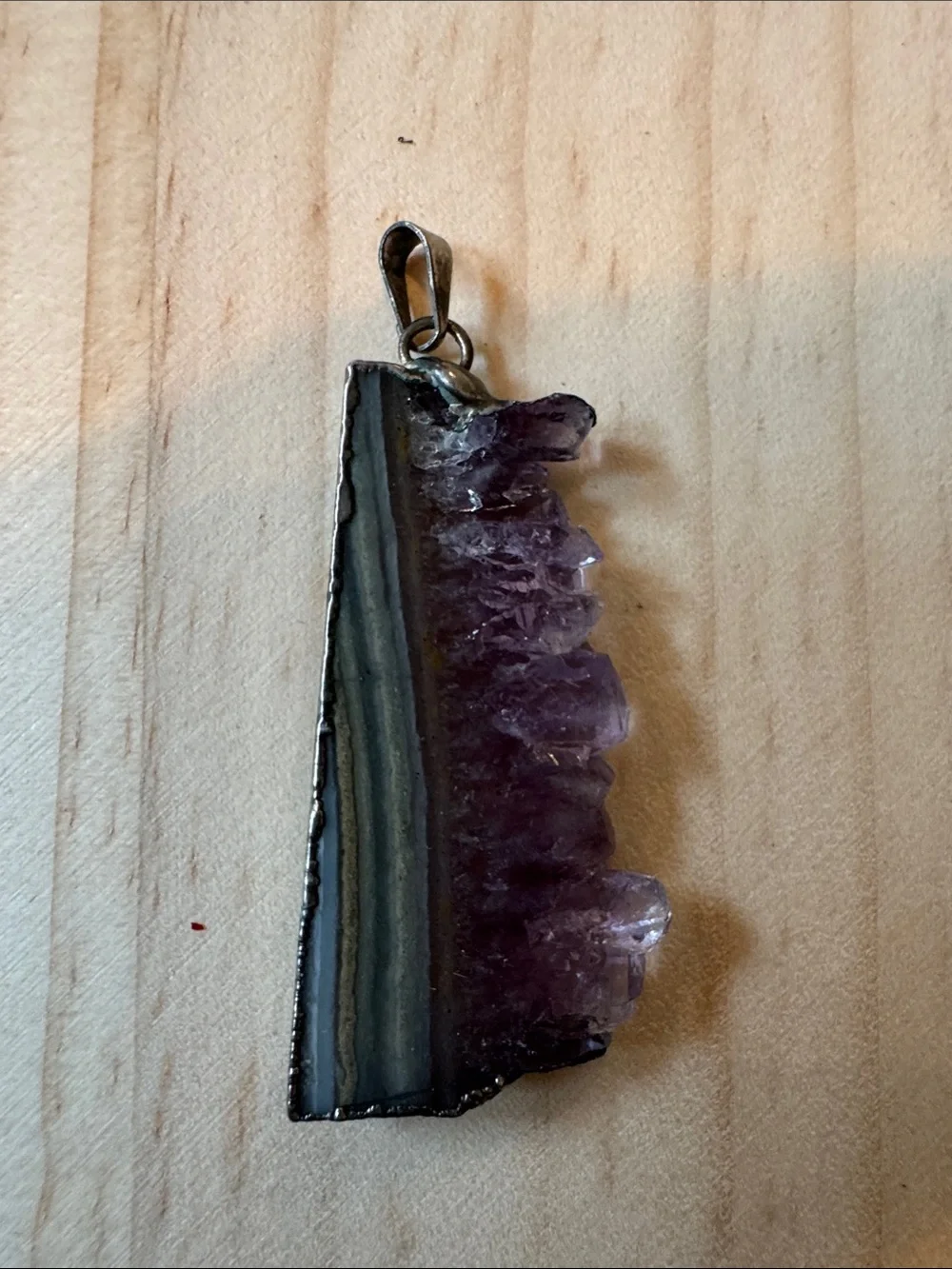 Vintage amethyst geode slice pendant